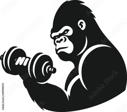 Gorilla lifting weight silhouette