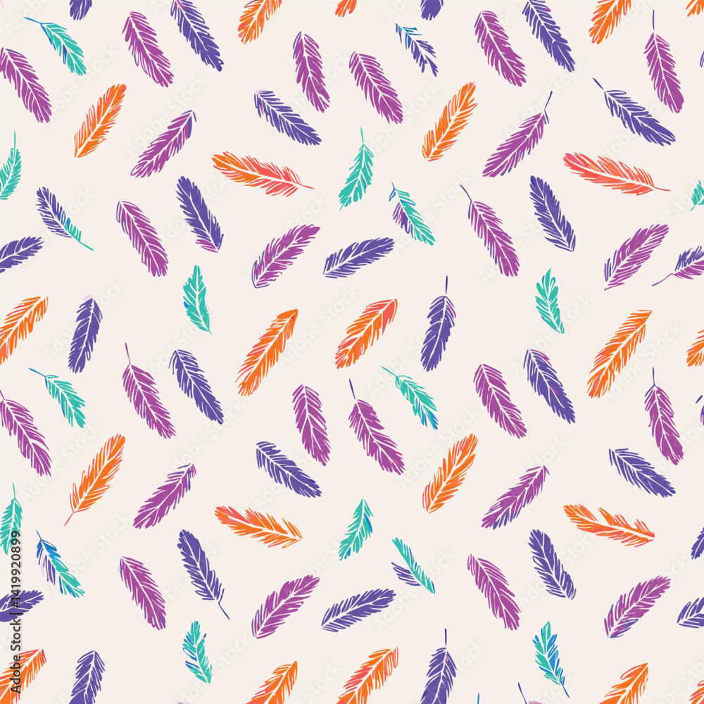 Seamless Pastel Feather Airy Pattern Seamless Pastel Feather Airy Pattern