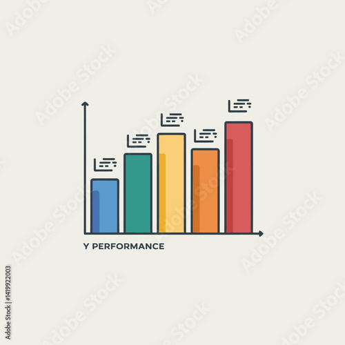 Business Performance Chart: This vibrant business performance chart is a dynamic visual representation of progress, highlighting key data and milestones achieved with each step up. 