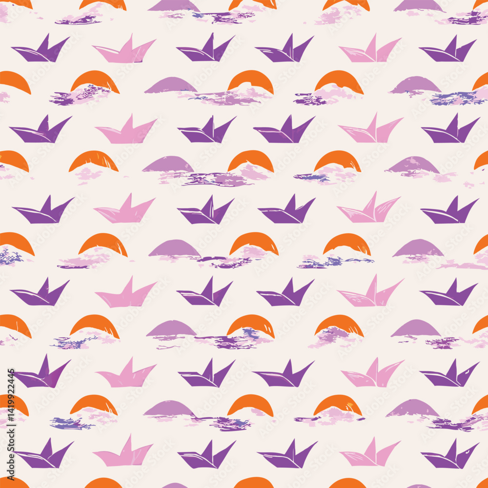 Seamless Pastel Origami Crane Pattern Seamless Pastel Origami Crane Pattern