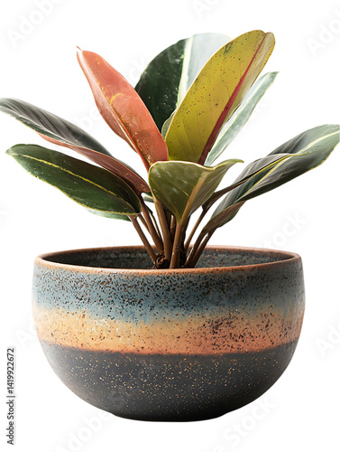 A green aloe vera succulent, a popular houseplant potted for home decoration, displays its fleshy leaves