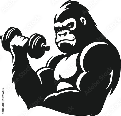 Gorilla lifting weight silhouette