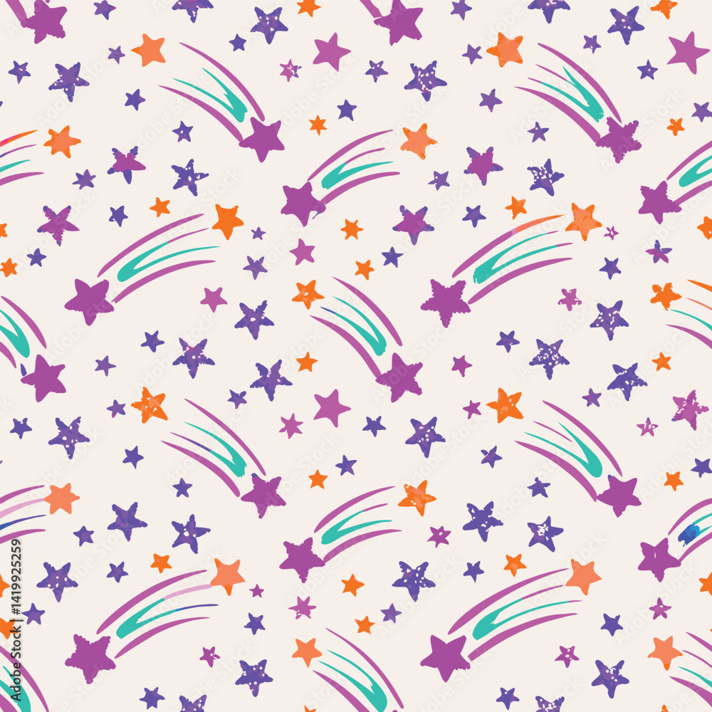 Obraz premium Seamless Pastel Star Glow Pattern