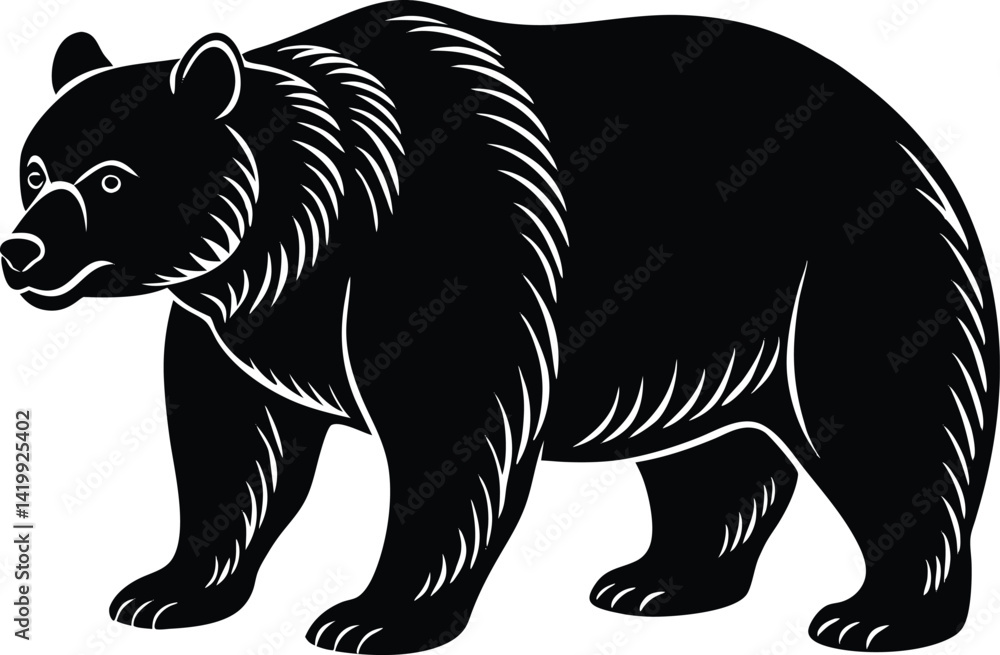 bear silhouette vector icon, vector illustration of a black bear, vector illustration of a bear, black bear vector illustration on white background. bear silhouette vector icon, vector illustration of a black bear, vector illustration of a bear, black bear vector illustration on white background.