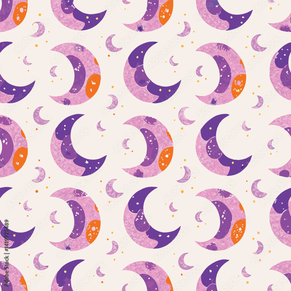 Obraz premium Seamless Pastel Crescent Moon Pattern
