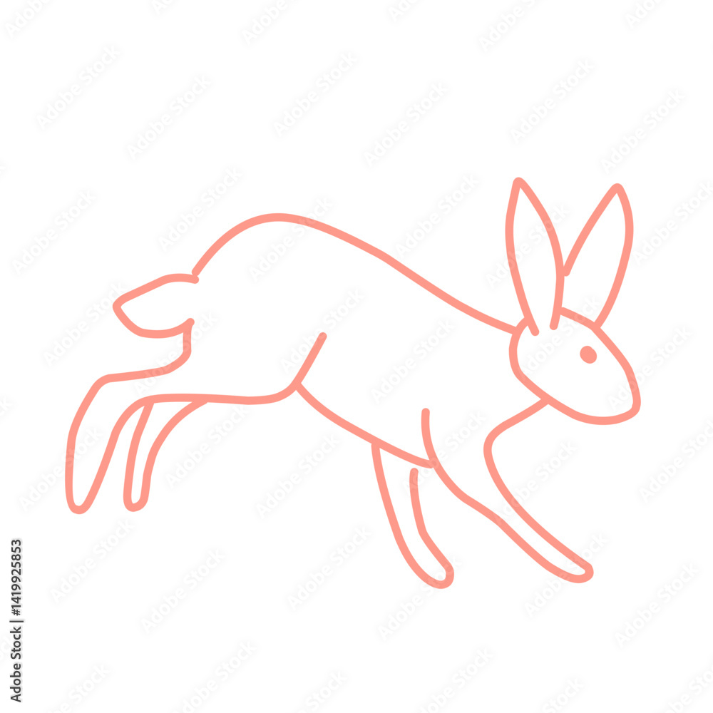 Set of Easter bunnies in simple one line vector style. Set of Easter bunnies in simple one line vector style.