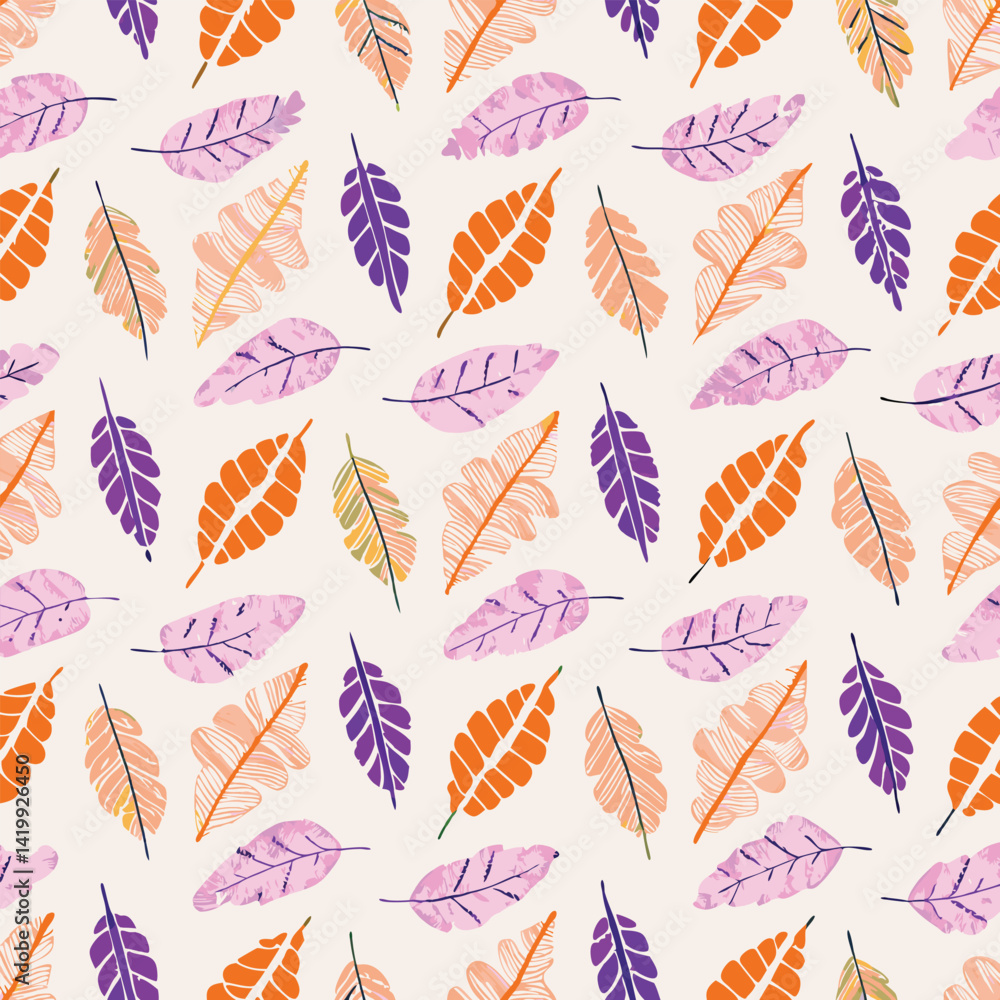 Seamless Pastel Leaf Pink Pattern Seamless Pastel Leaf Pink Pattern