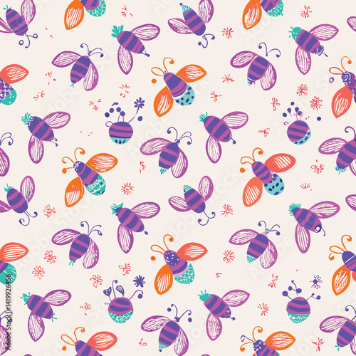 Seamless Pastel Bee Pattern