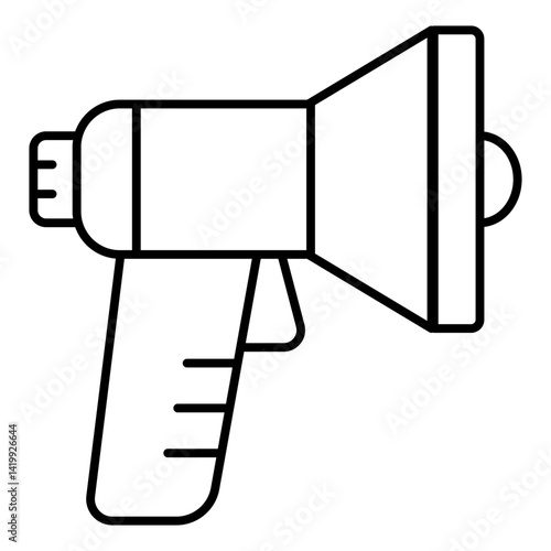 Electric horn with loudspeaker thin line icon, advertizing tool concept. Vector graphics. Loud speaker device sign on white background, linear style for mobile or design.
