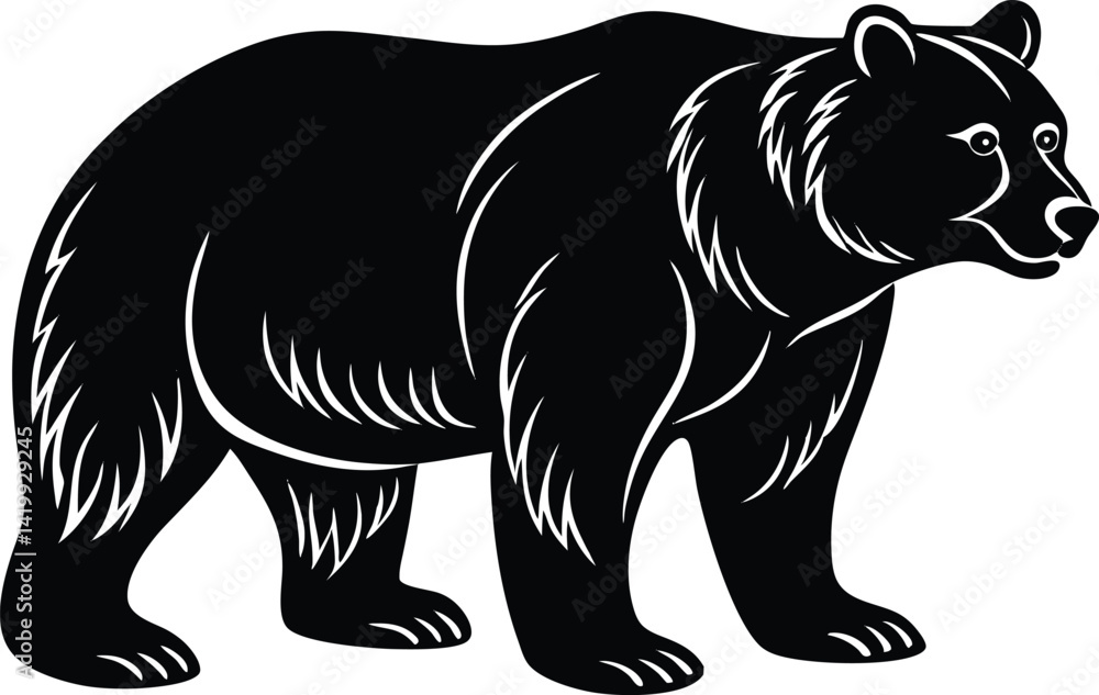 bear silhouette vector icon, vector illustration of a black bear, vector illustration of a bear, black bear vector illustration on white background. bear silhouette vector icon, vector illustration of a black bear, vector illustration of a bear, black bear vector illustration on white background.
