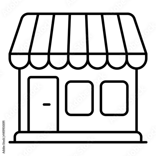 Grocery shop building thin line icon, eat what you want concept. Vector graphics. Market house sign on white background, linear style for mobile or design.