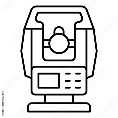 Optical theodolite thin line icon, optical equipment concept. Vector graphics. Angle measurement tool sign on white background, linear style for mobile or design.