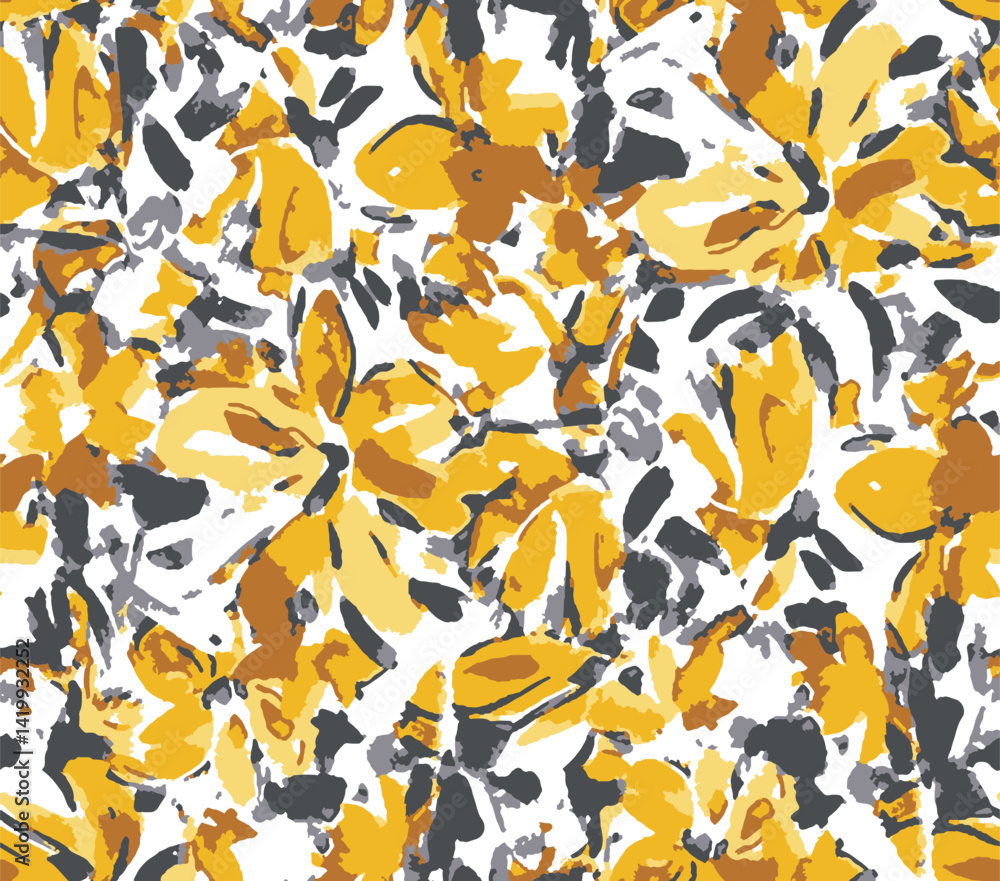 Naklejka premium Seamless flower pattern. Textile print and hand flower pattern design on the dark blue background. Seamless pattern design for textile. For textile and fashion. Hand flower pattern design. 