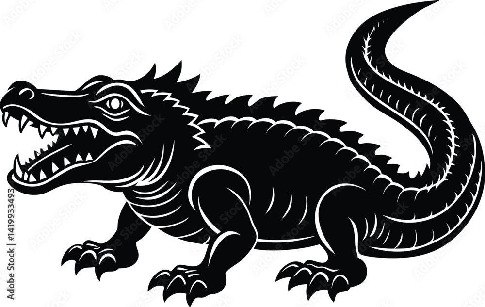 crocodile or alligator symbol icon, angry crocodile or alligator silhouette ico, crocodile vector illustration, crocodile in front of white background. crocodile or alligator symbol icon, angry crocodile or alligator silhouette ico, crocodile vector illustration, crocodile in front of white background.