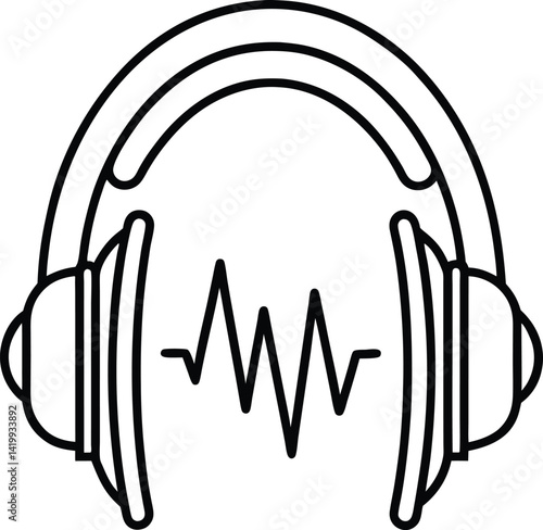 Line art black and white headphone speaker 