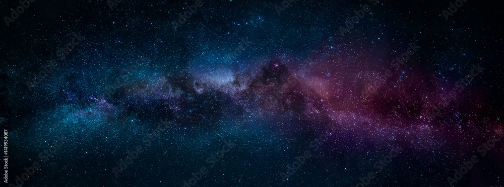 Fototapeta premium Cosmic Nebula: A vibrant nebula swirls with hues of deep blue, purple, and crimson, showcasing the breathtaking beauty and mystery of interstellar space.