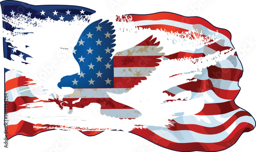 American eagle with USA flags