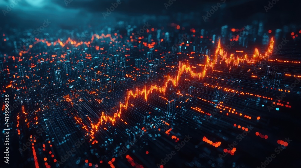 Abstract Data Visualization of Rising Financial Trends and Analytics Abstract Data Visualization of Rising Financial Trends and Analytics
