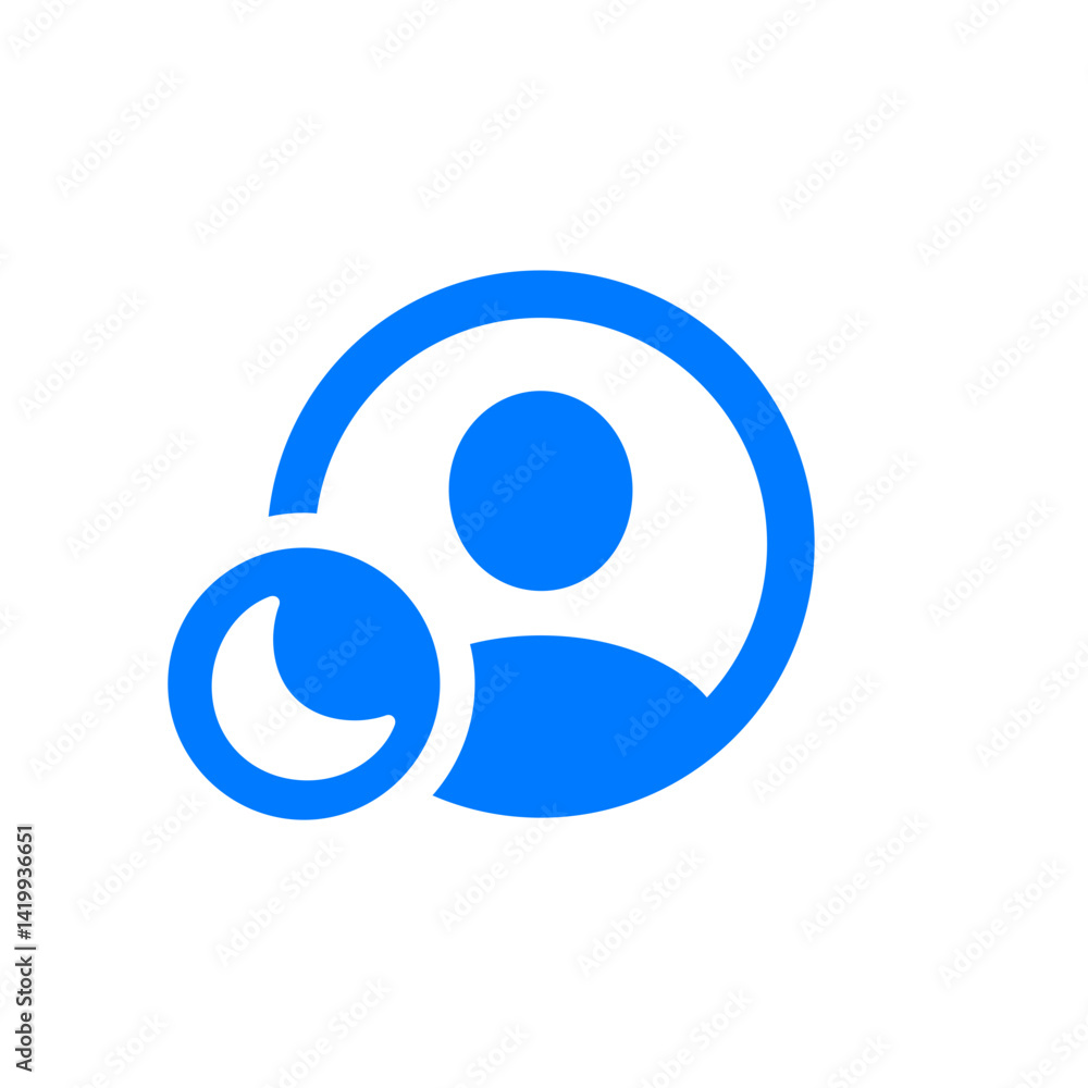 Person Crop Circle Badge Moon Person Crop Circle Badge Moon