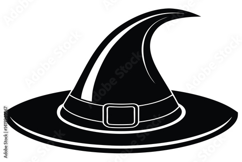 Wizard spooky hats set. Halloween witch hats, Halloween party costume elements flat vector illustrations set.