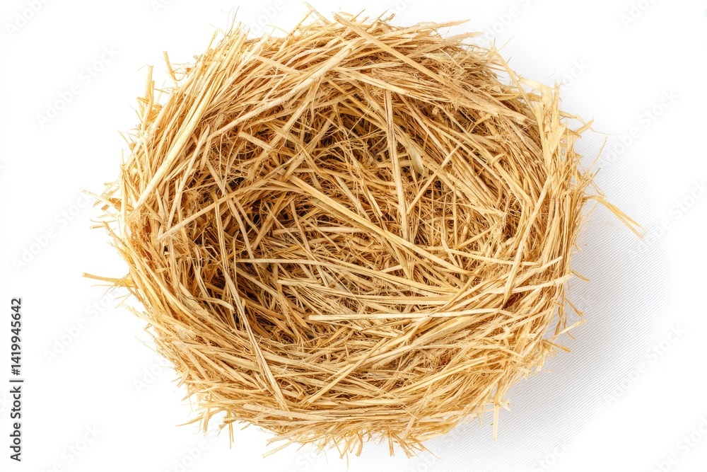 Empty bird's nest of straw. Empty bird's nest of straw.