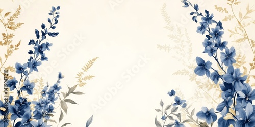 Luxury Yellow Chrysanthemum & Fern Floral Frame with Sunbursts