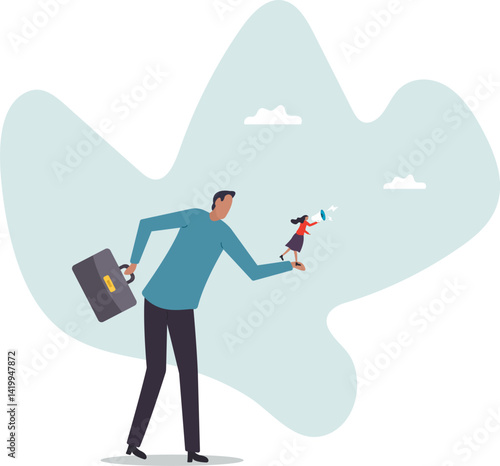 Empower or encourage employee to speak out, talk or discuss to solve business problem, listening to feedback or opinion .character for design.