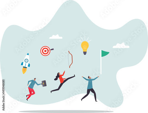 Entrepreneurship, think and develop new idea, organize and launch new innovation product, startup or start new company,character for design.