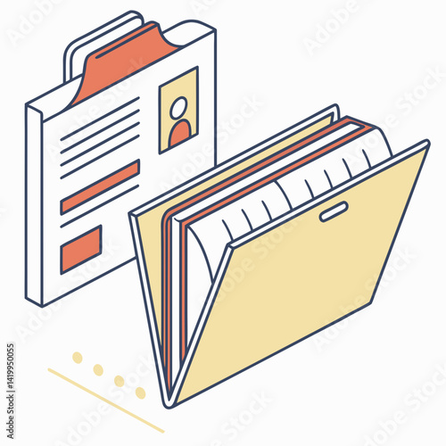 Isometric Illustration Of Business Folders For Documents And Information Management
