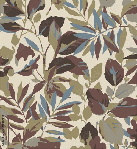 Neutral Colour Abstract Floral seamless pattern design for fashion textiles, graphics, backgrounds and crafts