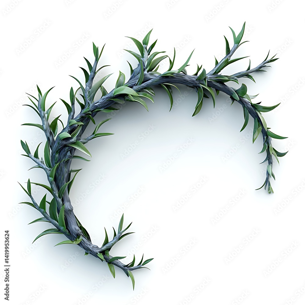 Obraz premium Twisted Green Wreath on White