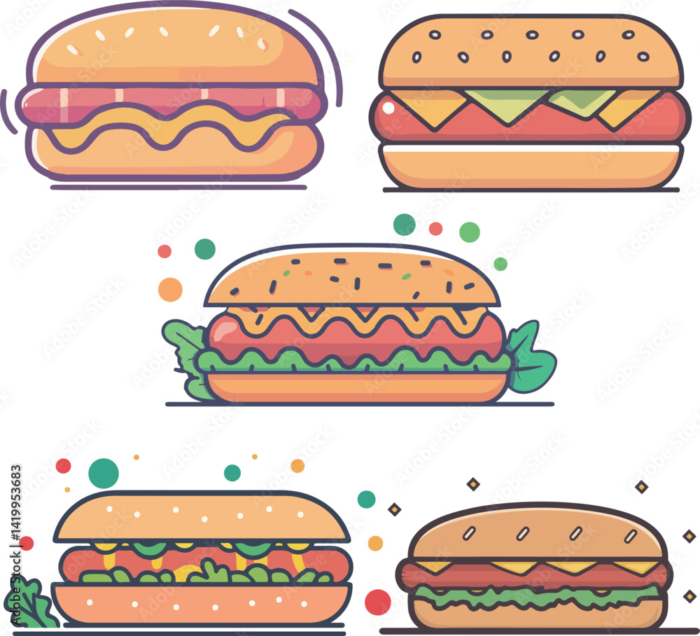 Cartoon hot dog food illustration material