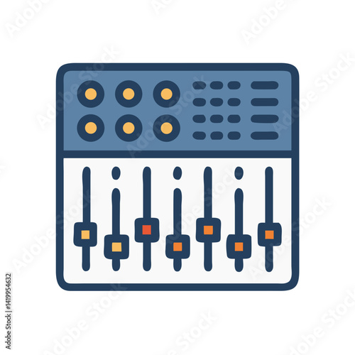 Audio Mixer Icon Representing Sound Control Console and Audio Mixing