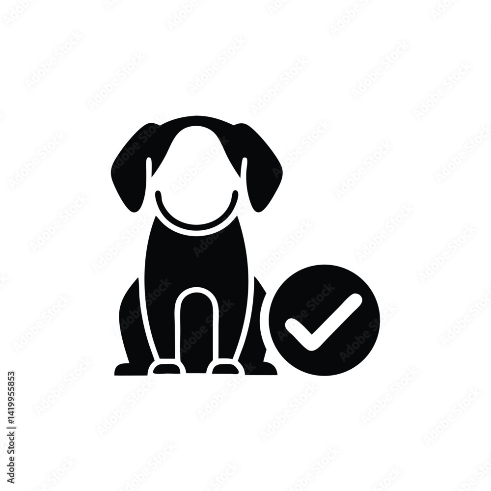 Fototapeta premium Dog with Check Mark Icon on Transparent Background