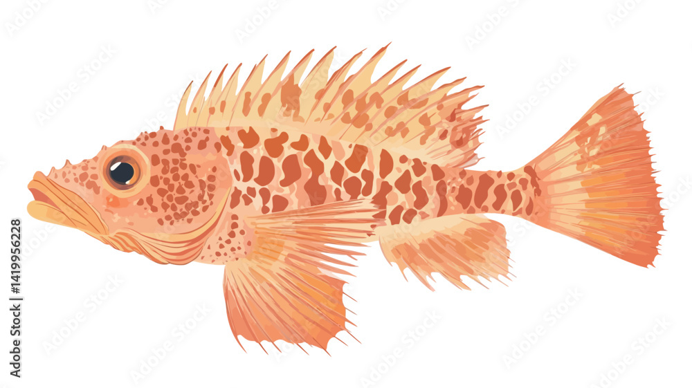 Fototapeta premium detailed digital illustration of an orange snapper, rendered in vibrant orange and red, showing intricate detail.