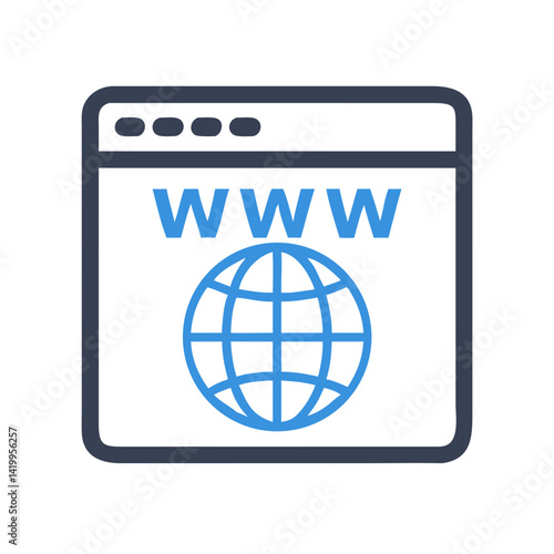 Browser with WWW Icon Representing Global Website and Online Access