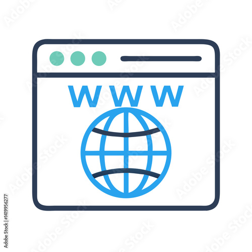 Browser with WWW Icon Representing Global Website and Online Access