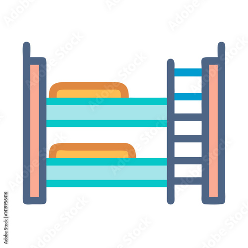 Bunk Bed Icon Representing Kids' Sleeping Furniture and Space-Saving Design
