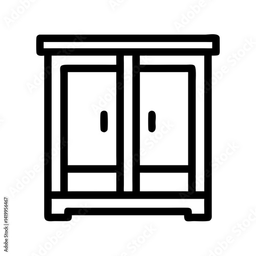 Cabinet with Dual Doors Icon Representing Compact Storage and Organization
