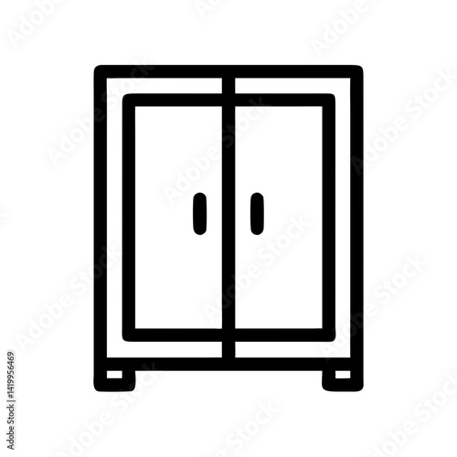 Cabinet with Dual Doors Icon Representing Compact Storage and Organization