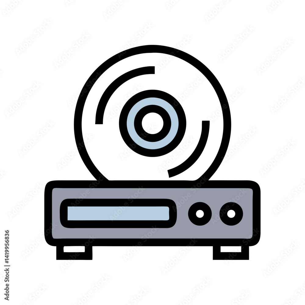 CD Player Icon Representing Optical Music Playback and Audio Entertainment CD Player Icon Representing Optical Music Playback and Audio Entertainment