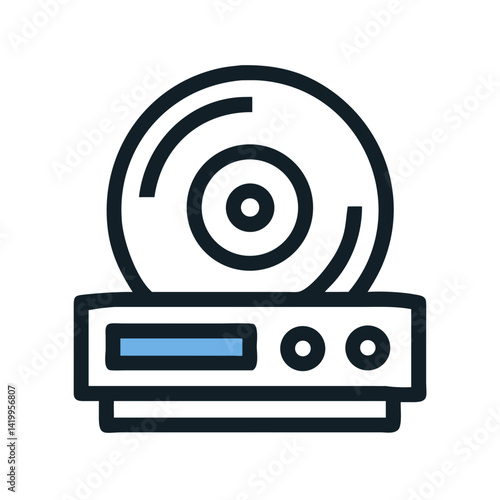 CD Player Icon Representing Optical Music Playback and Audio Entertainment