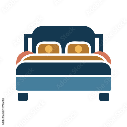 Classic Bed Icon Representing Elegant Sleeping and Bedroom Comfort