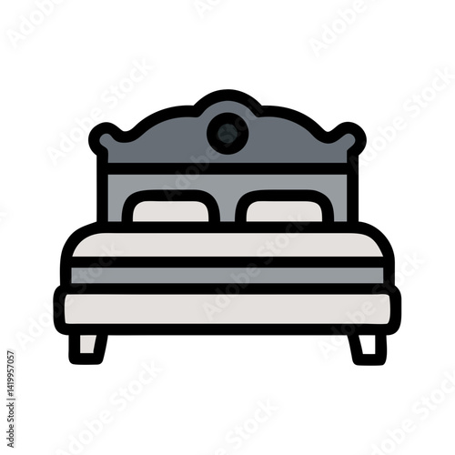 Classic Bed Icon Representing Elegant Sleeping and Bedroom Comfort