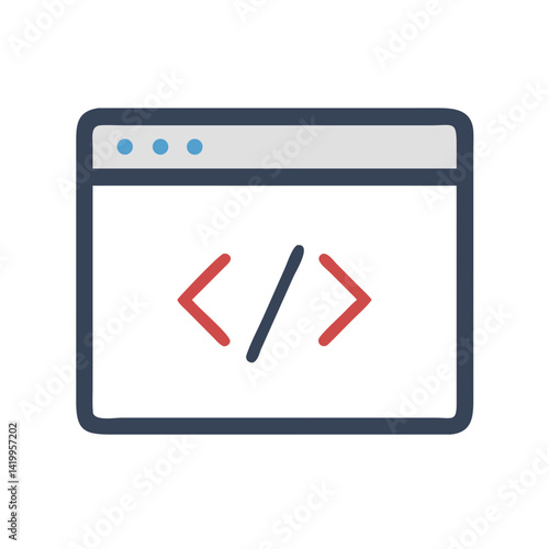 Code Window Icon Representing HTML and Web Development