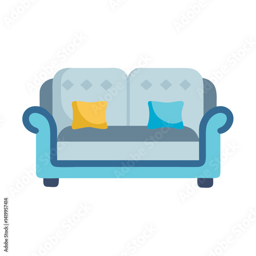 Couch with Cushions Icon Representing Comfortable Seating and Relaxation