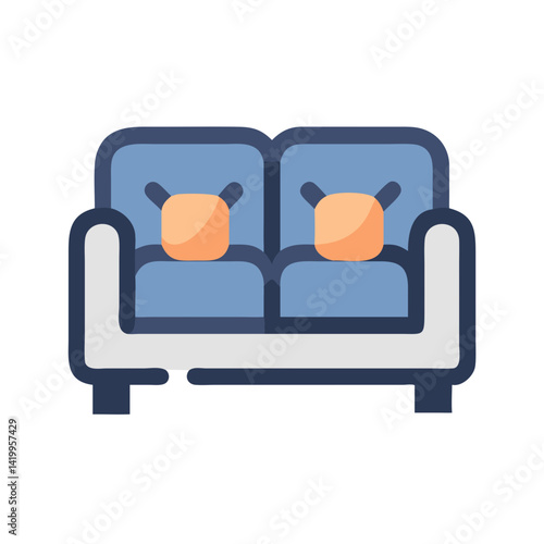 Couch with Cushions Icon Representing Comfortable Seating and Relaxation