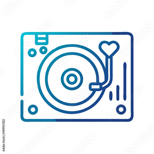 DJ Turntable Icon Representing Wedding Party Music and Dance Entertainment