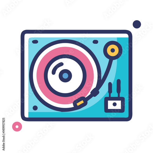 DJ Turntable Icon Representing Wedding Party Music and Dance Entertainment
