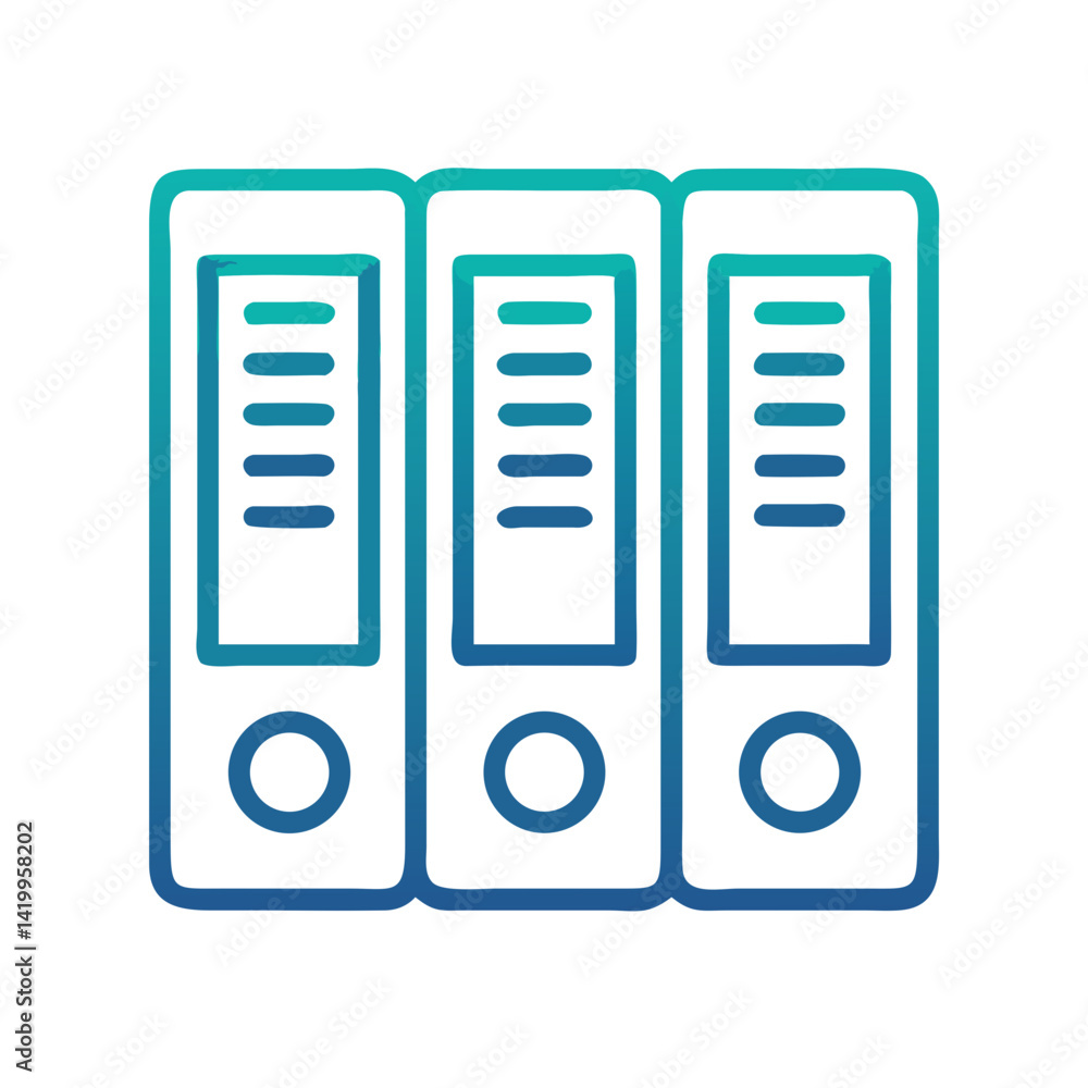 File Binders Icon Representing Document Archives and Organizational Storage File Binders Icon Representing Document Archives and Organizational Storage